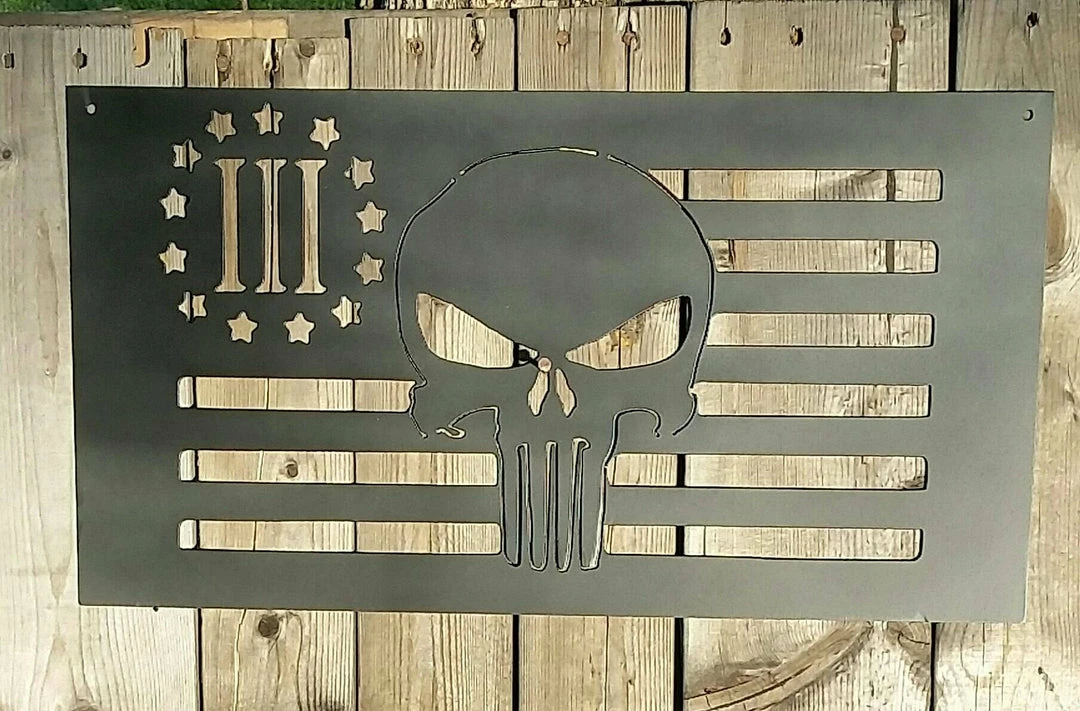 SpeedFabrication Punisher American Flag Skull Metal Sign