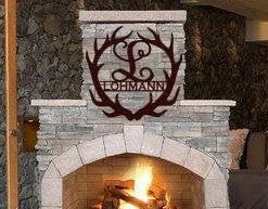 SpeedFabrication Deer Antler Personalized Monogram Hunting & Fishing Metal Signs