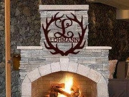 SpeedFabrication Deer Antler Personalized Monogram Hunting & Fishing Metal Signs