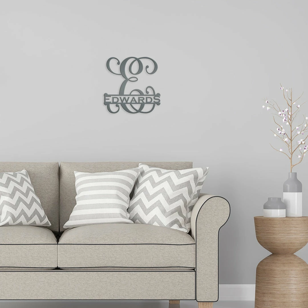 Speed Fabrication Home Decor & Gifts Personalized Vine Monogram Metal Sign