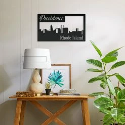 Speed Fabrication City Skyline Providence Skyline Square Metal Sign