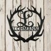 SpeedFabrication Deer Antler Personalized Monogram Hunting & Fishing Metal Signs