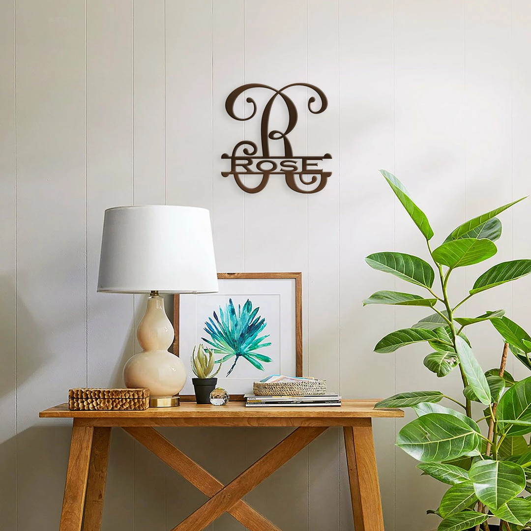 Speed Fabrication Home Decor & Gifts Personalized Vine Monogram Metal Sign