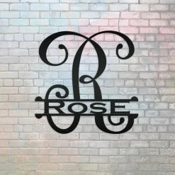 Speed Fabrication Home Decor & Gifts Personalized Vine Monogram Metal Sign