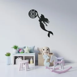 Speed Fabrication Personalized Mermaid Monogram Metal Sign Baby & Kids Metal Wall Signs