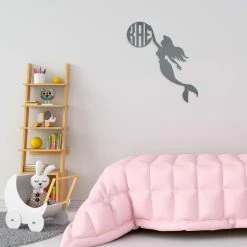 Speed Fabrication Personalized Mermaid Monogram Metal Sign Baby & Kids Metal Wall Signs