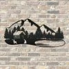 Speed Fabrication Outdoor Mountain Cabin Silhouette Nature Scene Metal Sign