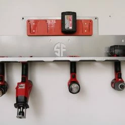 Speed Fabrication Contractors Tool Rack With Locking Bar For Work Truck, Includes Battery Rack - Universal Brands Tool Organization