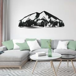 Speed Fabrication Hunting & Fishing Metal Signs Outdoor Mountain Cabin Silhouette Nature Scene Metal Sign