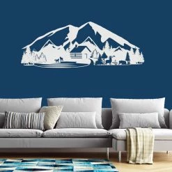 Speed Fabrication Hunting & Fishing Metal Signs Outdoor Mountain Cabin Silhouette Nature Scene Metal Sign