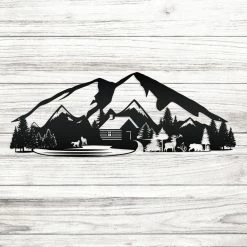 Speed Fabrication Hunting & Fishing Metal Signs Outdoor Mountain Cabin Silhouette Nature Scene Metal Sign