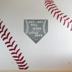 Speed Fabrication Hat And Bat Ball And Glove That's What Little Boys Are Made From Homebase Baseball Metal Sign Sports Wall Art