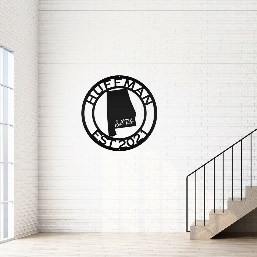 Speed Fabrication Roll Tide Personalized Name Monogram Sign With Established Date