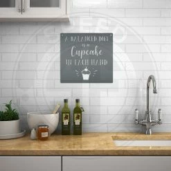 Speed Fabrication Home Decor & Gifts A Balanced Diet Is A Cupcake In Each Hand Metal Sign