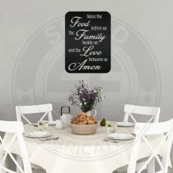 Speed Fabrication Bless The Food Before Us The Family Beside Us And The Love Between Us Amen Negative Cut Kitchen/Dining Room Metal Sign Heart/Love Metal Signs