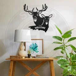 Speed Fabrication Deer And Doe Welcome Metal Sign