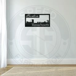 Speed Fabrication City Skyline Boston Skyline Square Metal Sign