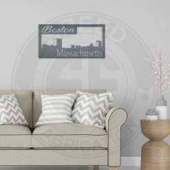 Speed Fabrication City Skyline Boston Skyline Square Metal Sign