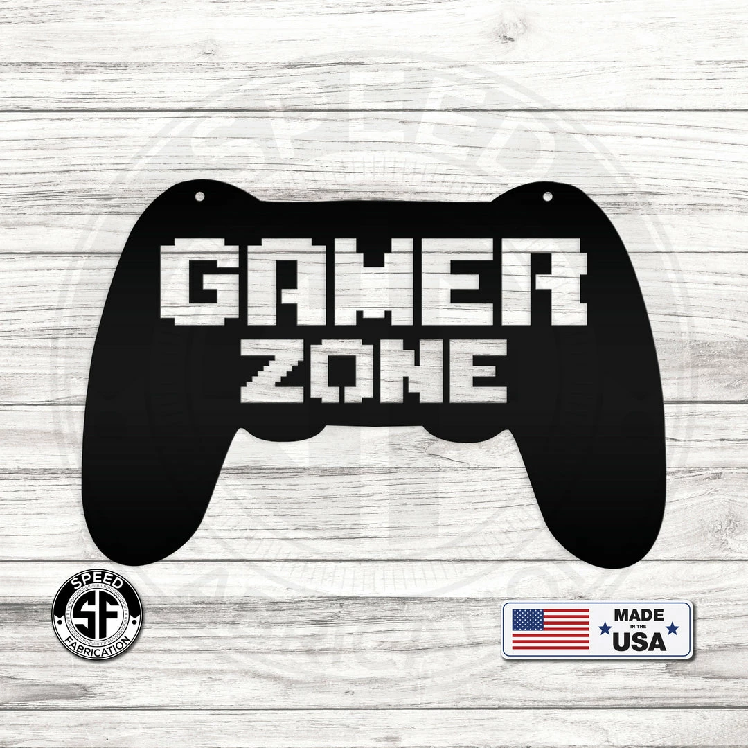 Speed Fabrication Gamer Zone Controller Wall Decor Baby & Kids Metal Wall Signs