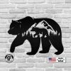 Speed Fabrication Bear Silhouetts With Mountain Scene Metal Sign