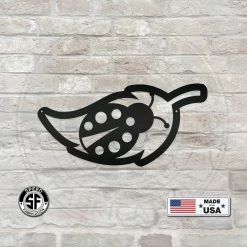 Speed Fabrication Ladybug With Leaf Outline Metal Sign Home Decor & Gifts