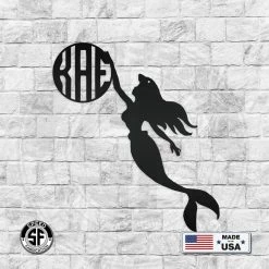 Speed Fabrication Personalized Mermaid Monogram Metal Sign Baby & Kids Metal Wall Signs