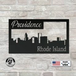 Speed Fabrication City Skyline Providence Skyline Square Metal Sign