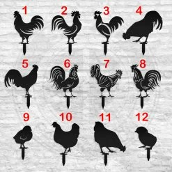 Speed Fabrication Outdoor Patio/Lawn Metal Signs Assorted Chicken Garden Metal Yard Stakes
