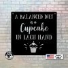 Speed Fabrication Home Decor & Gifts A Balanced Diet Is A Cupcake In Each Hand Metal Sign