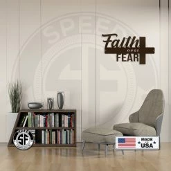 Speed Fabrication Home Decor & Gifts Faith Over Fear Cross Sign