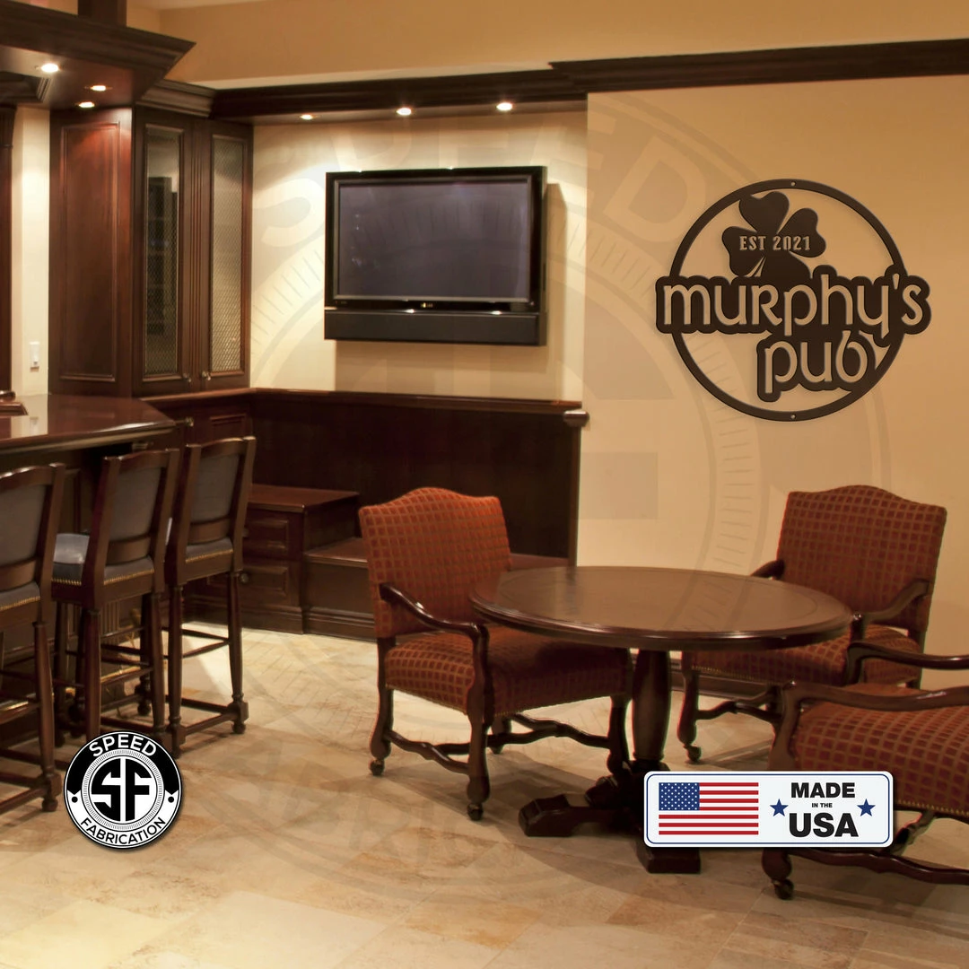 Speed Fabrication Bar And Pub Custom Metal Signs Personalized Pub With Established Date Metal Sign - St. Patrick's Day Sign