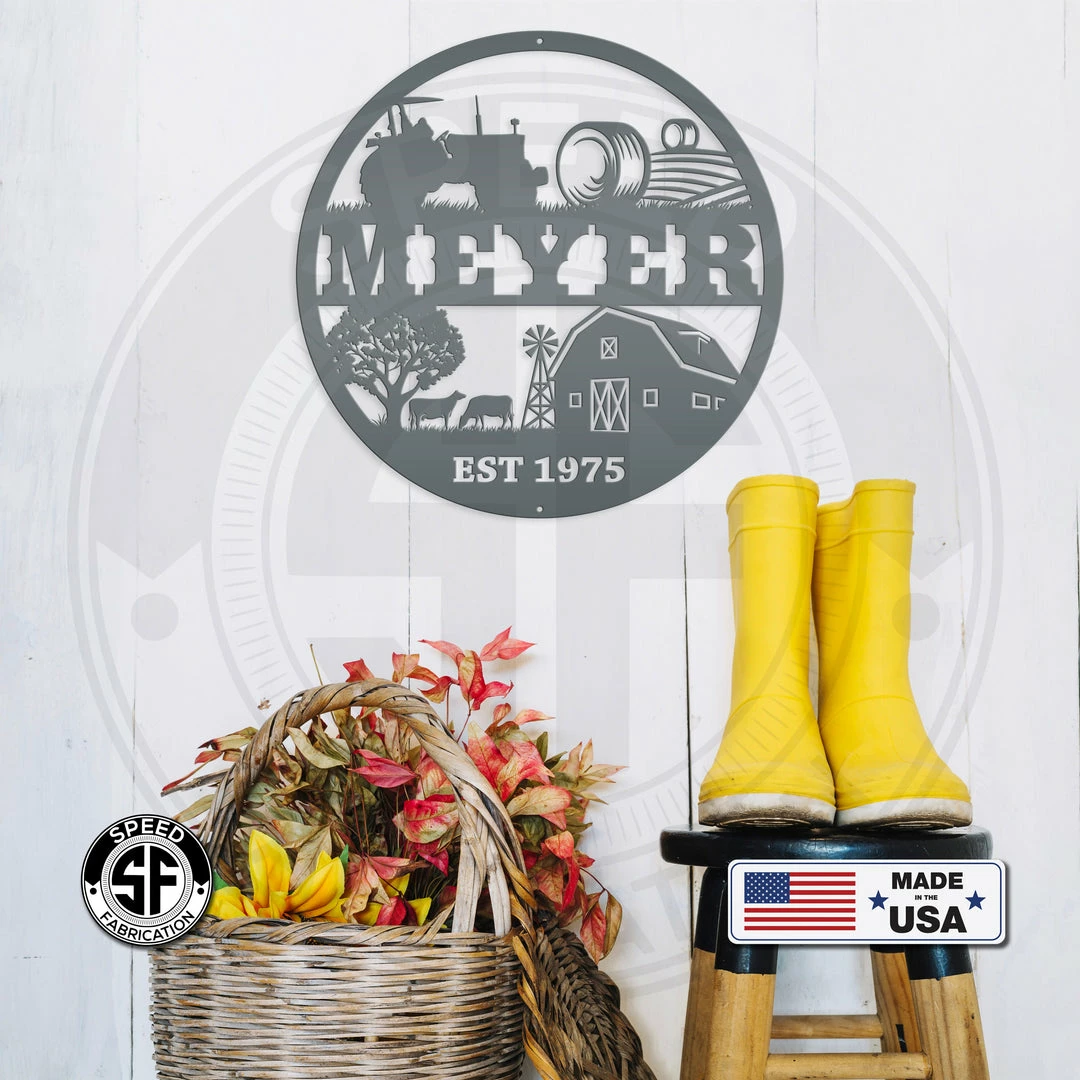Speed Fabrication Farm Metal Signs Personalized Farm Monogram With Established Date Metal Sign