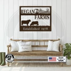 Speed Fabrication Personalized Square Farm Name And Established Date With Cows Metal Sign