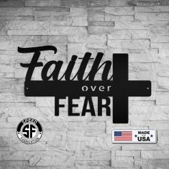 Speed Fabrication Home Decor & Gifts Faith Over Fear Cross Sign