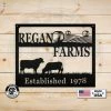 Speed Fabrication Personalized Square Farm Name And Established Date With Cows Metal Sign