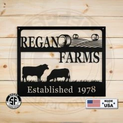 Speed Fabrication Personalized Square Farm Name And Established Date With Cows Metal Sign