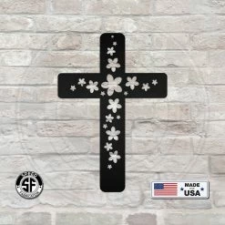Speed Fabrication Flower Metal Cross Sign Religious Metal Signs