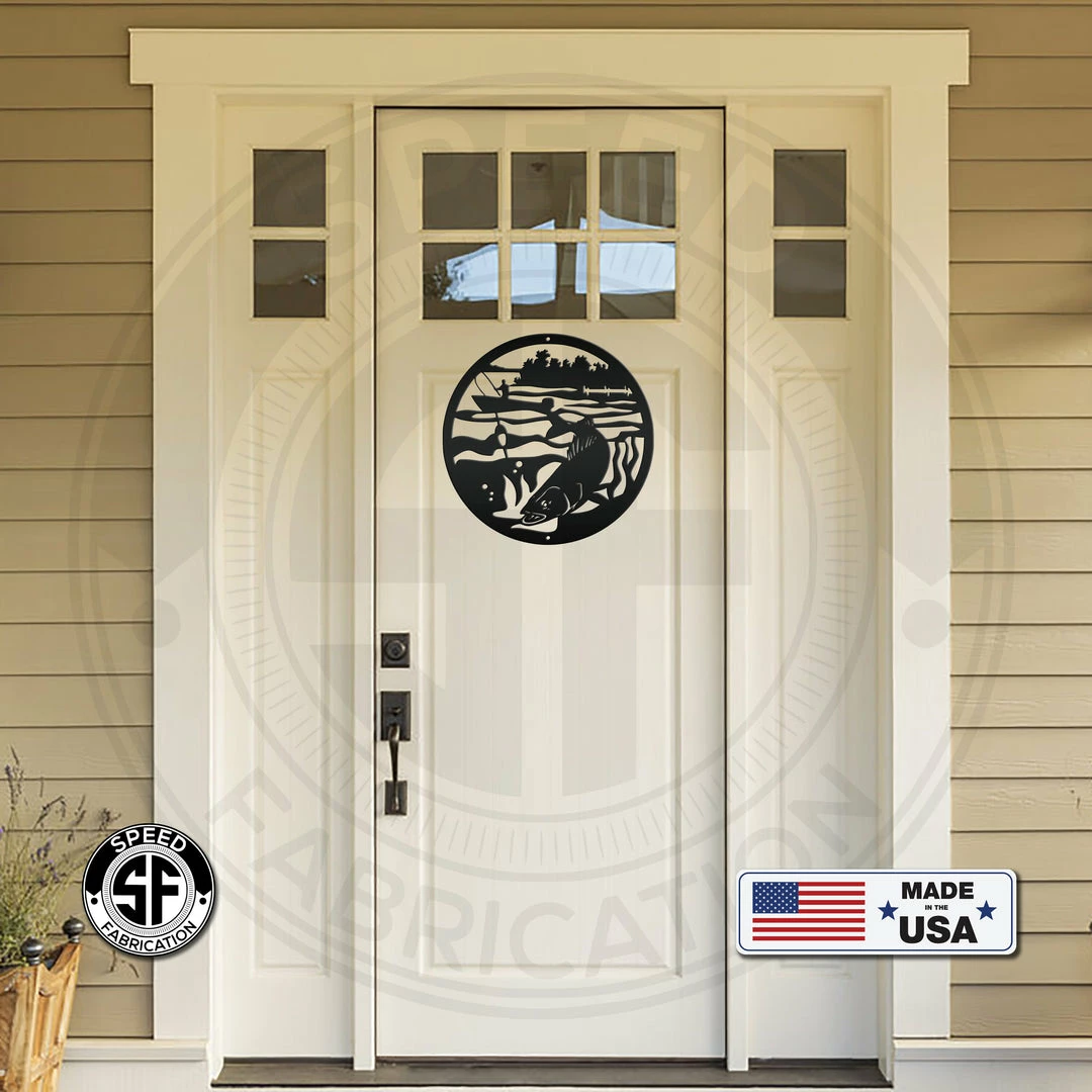 Speed Fabrication Hunting & Fishing Metal Signs Fishing Scene Metal Sign