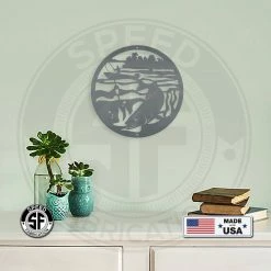 Speed Fabrication Hunting & Fishing Metal Signs Fishing Scene Metal Sign