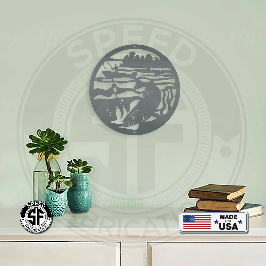 Speed Fabrication Hunting & Fishing Metal Signs Fishing Scene Metal Sign