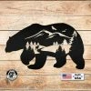 Speed Fabrication Bear Silhouette With Mountain Scene Metal Sign