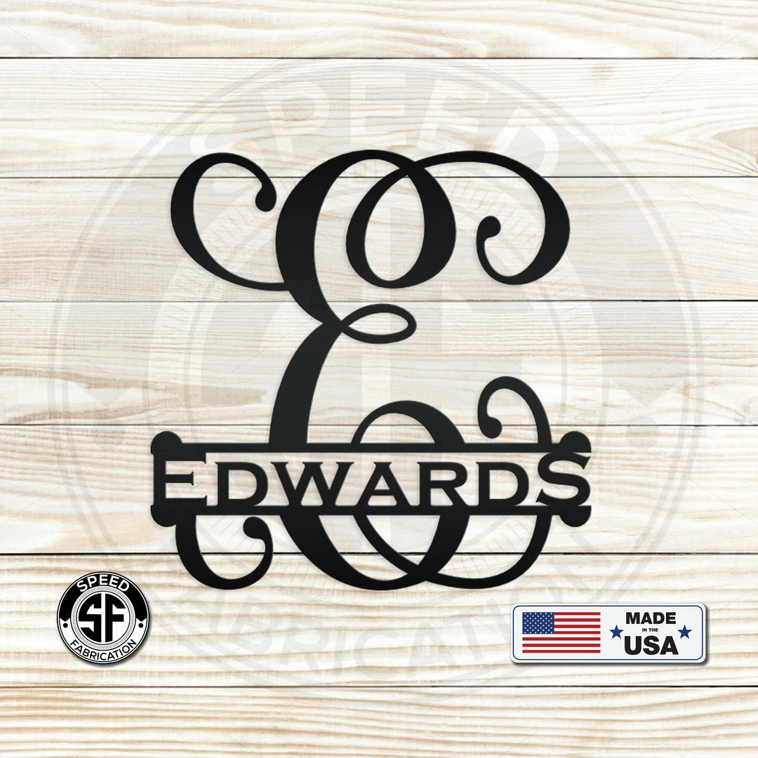 Speed Fabrication Home Decor & Gifts Personalized Vine Monogram Metal Sign