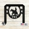 Speed Fabrication Horseshoe And Cowboy Address Yard Stake Sign