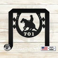 Speed Fabrication Horseshoe And Cowboy Address Yard Stake Sign