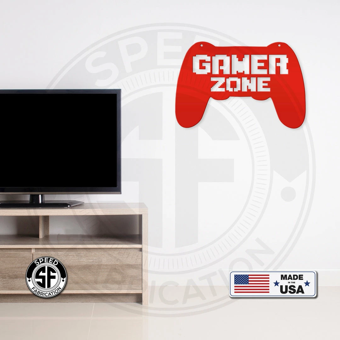 Speed Fabrication Gamer Zone Controller Wall Decor Baby & Kids Metal Wall Signs