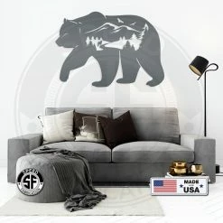 Speed Fabrication Bear Silhouette With Mountain Scene Metal Sign Hunting & Fishing Metal Signs