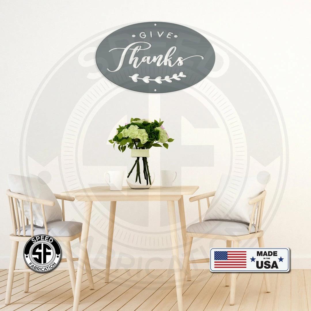 Speed Fabrication Give Thanks Sign - Home Decor Words/Sayings Metal Signs