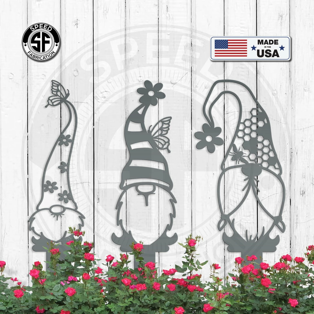 Speed Fabrication Outdoor Patio/Lawn Metal Signs Assorted Gnome Metal Yard Stakes