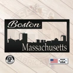 Speed Fabrication City Skyline Boston Skyline Square Metal Sign