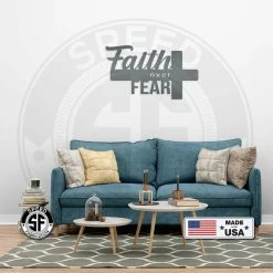 Speed Fabrication Home Decor & Gifts Faith Over Fear Cross Sign